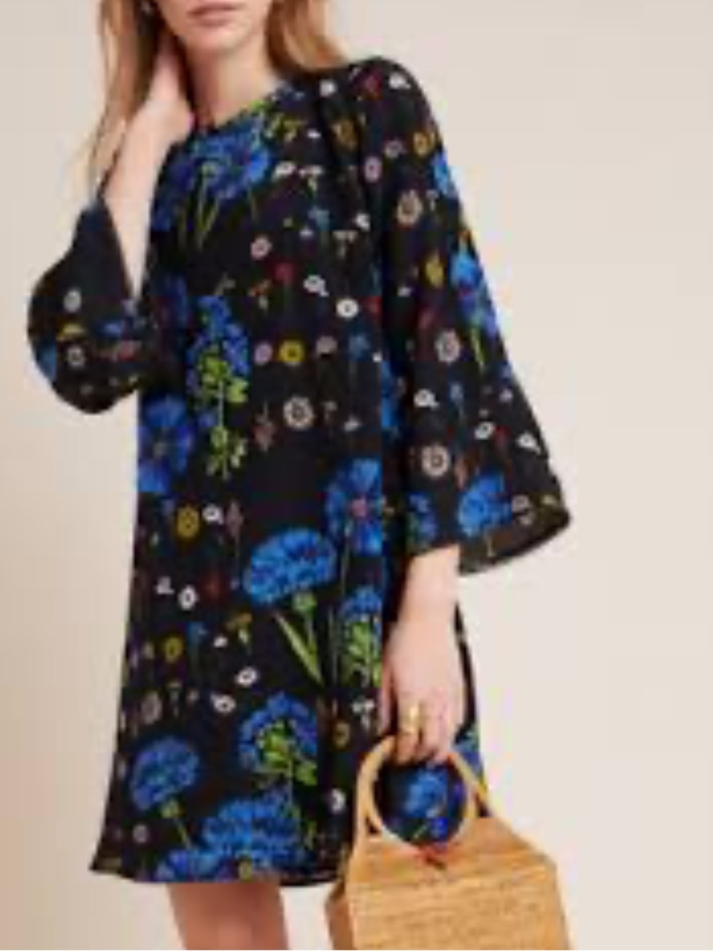Anthropologie Maeve Lucinda 100% Silk Tunic Dress Floral $228 Sz Small EUC!